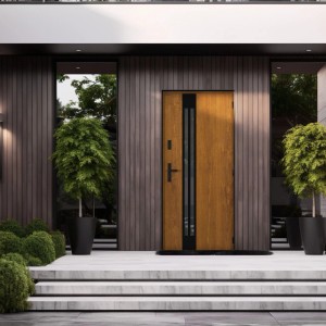 Wiśniowski Drzwi zewnętrzne Tornado Lustro klam Złoty Dąb 80P