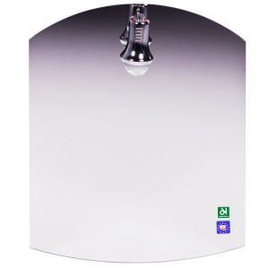 Lustro łazienkowe t.b.t. z lampą, zaokrąglony kształt.