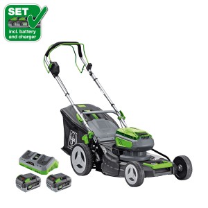 Zestaw akumulatorowej kosiarki LUX z 2 akumulatorami, ładowarką i napędem kół do powierzchni do 800 m².