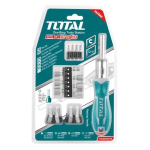 TOTAL Tools Wkrętak z końcówką i bitami - 24 szt.