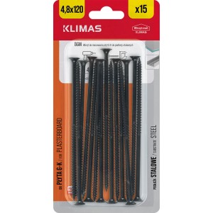 t.b.t. Wkręty 4,8x120 mm, 15 sztuk, do płyt g-k, podłoża stalowe.