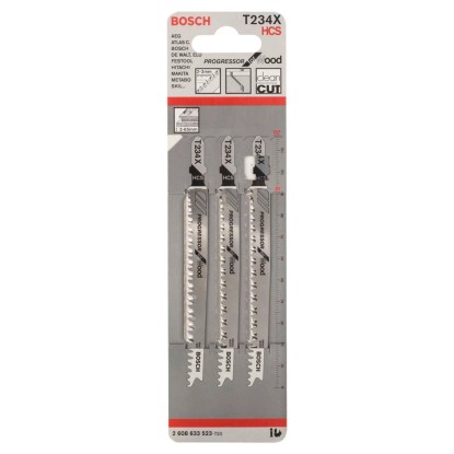 Bosch Professional Brzeszczot do wyrzynarki do drewna z uchwytem T - 3 szt
