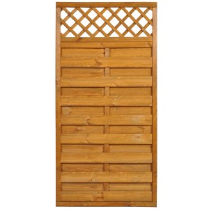 Drewniany panel ogrodzeniowy z kratką, idealny do ogrodu.