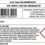 Opakowanie S.O.S. Super Klej Uniwersalny (klej) z ostrzeżeniami i kodem kreskowym.