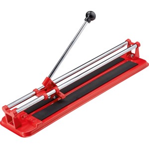 Przecinarka do płytek 400 mm ze stali, czerwona, do precyzyjnych cięć.