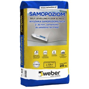 Weber wylewka samopoziomująca, worek 25 kg do równych podłóg.