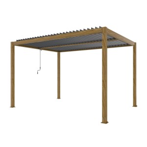 Pergola LUXE LED w kolorze drewna - 4 x 4 x 2,5 m