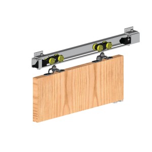 t.b.t. srebrna szyna prowadząca z drewnianymi drzwiami. Idealna do drzwi przesuwnych.