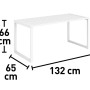 Wymiary białego stołu ogrodowego z zestawu mebli ogrodowych t.b.t.: 132x65x66 cm.