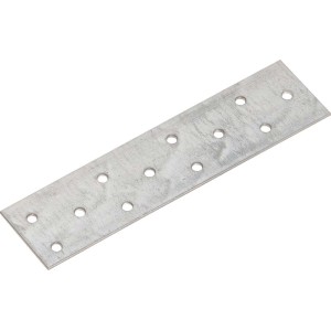 Płaski łącznik ocynkowany, 160x40 mm, z otworami do mocowania elementów meblowych.