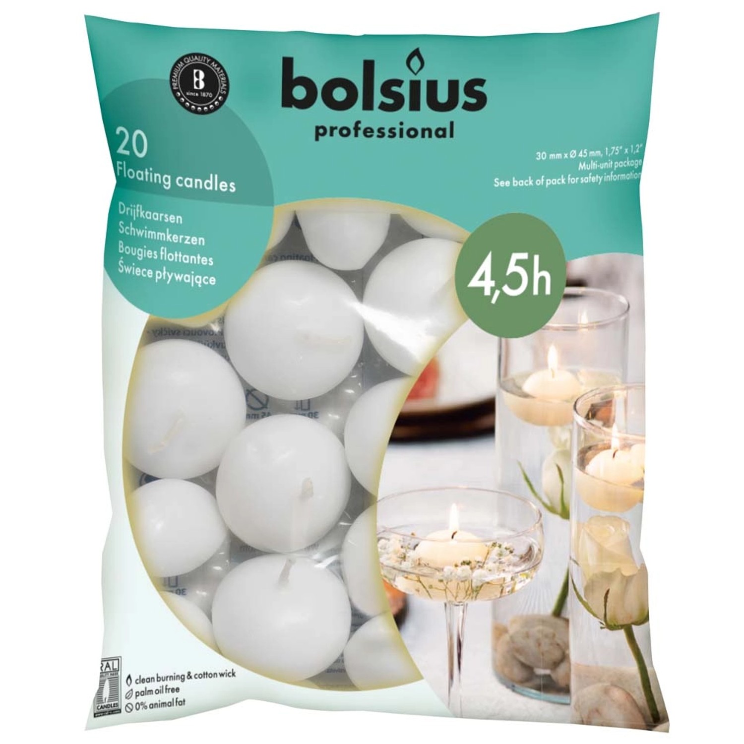 Świece białe pływające -  20 szt.