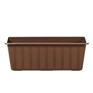 Brązowa skrzynka na kwiaty t.b.t. do ogrodu lub na balkon.