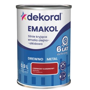 Dekoral Emakol emalia, karminowa czerwień, do drewna i metalu, puszka 0,9L.