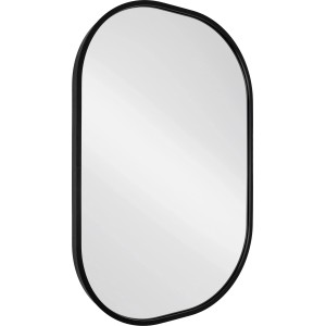 Owalne lustro w czarnej ramie. Idealne jako lustro łazienkowe lub do dekoracji.