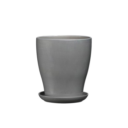 Doniczka z podstawką Laura szary mat - 21 cm