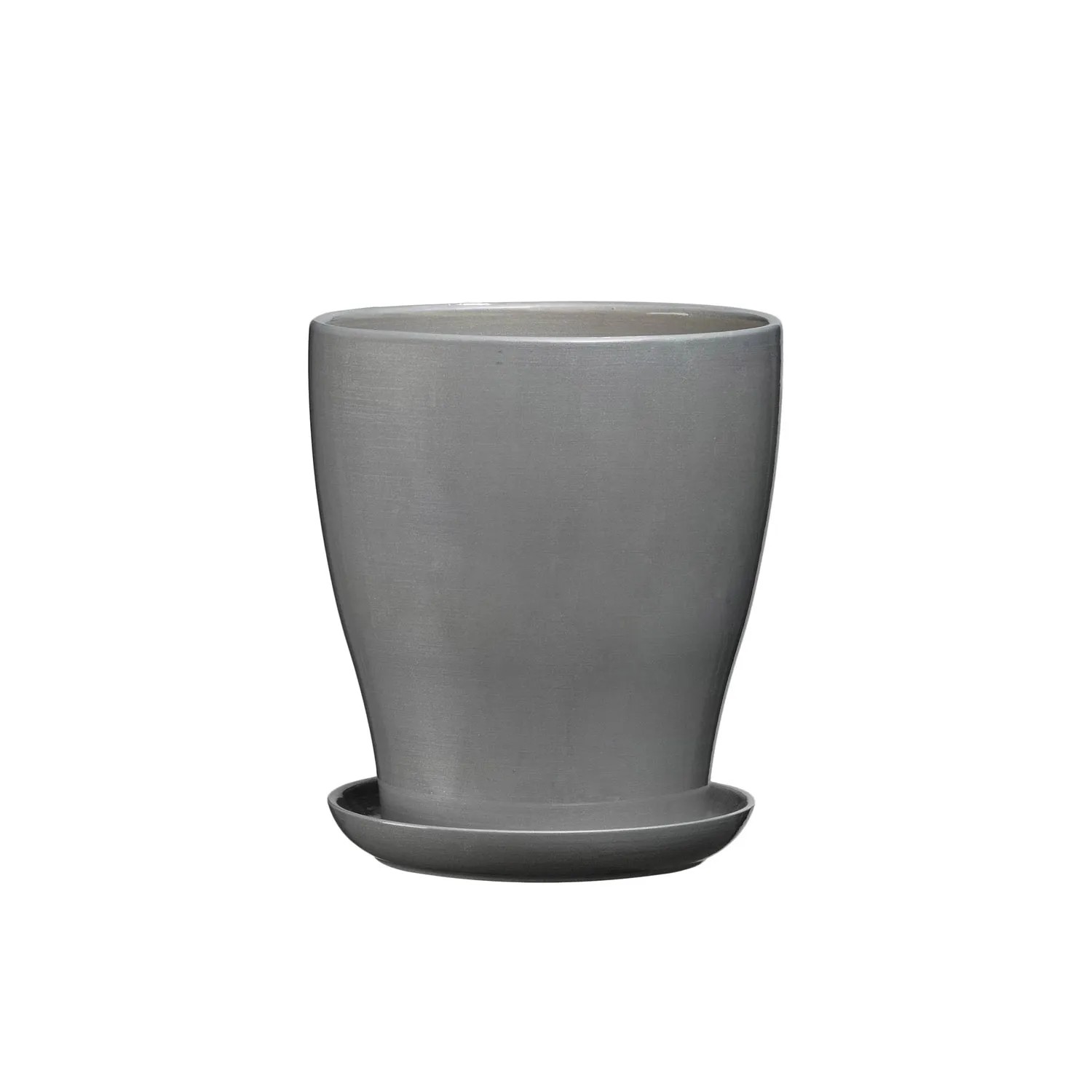 Doniczka z podstawką Laura szary mat - 21 cm