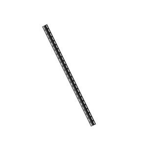 Czarna metalowa szyna do regałów z wzorem otworów.