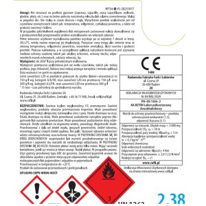 Etykieta z informacjami o produkcie dla lakieru podkładowego t.b.t.