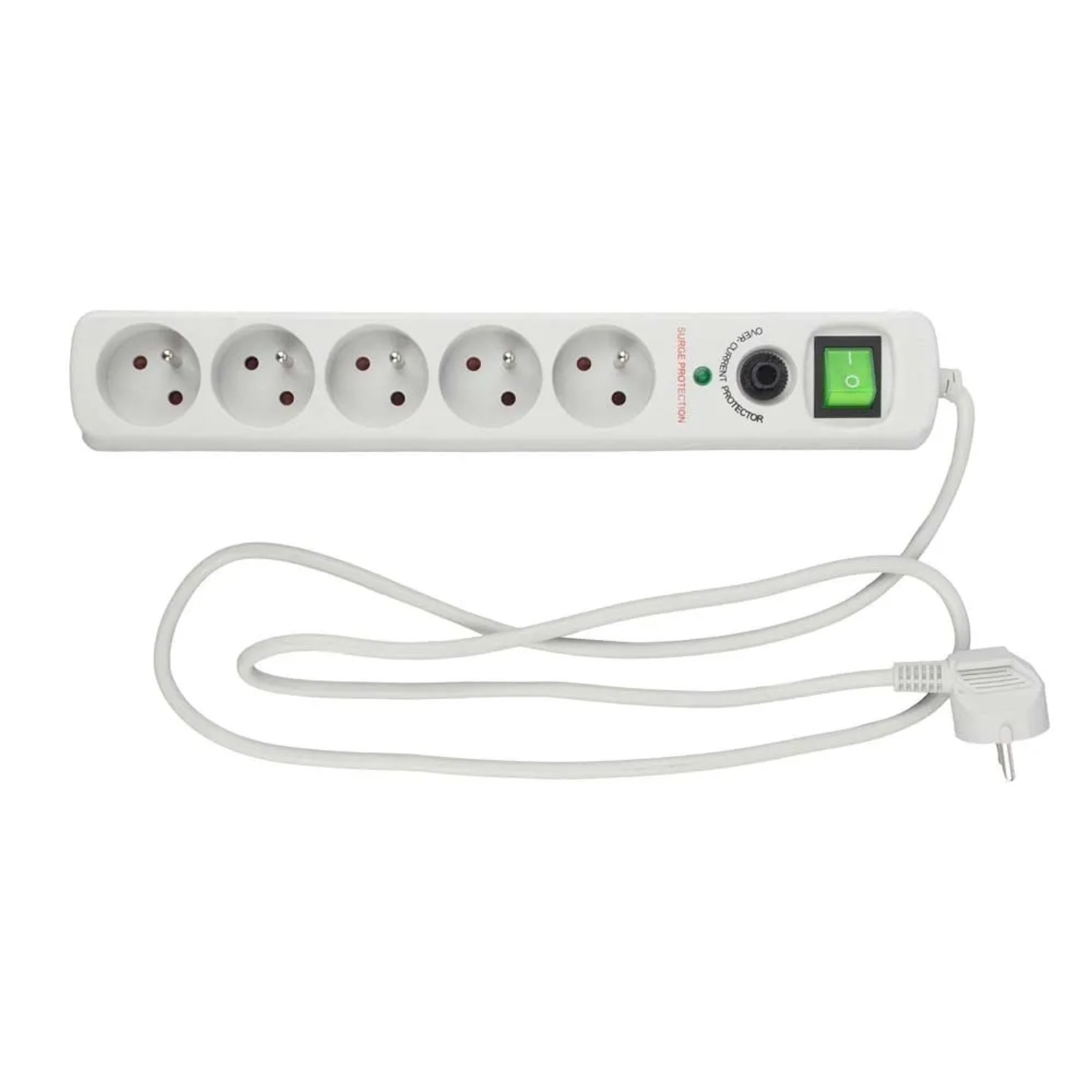 Düwi Przedłużacz z wyłącznikiem i filtrem 5 gniazd 1,5 m biały