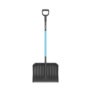 Łopata do śniegu do prac ziemnych, szara z niebieskim trzonkiem i uchwytem D.