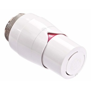 Biała głowica termostatyczna do instalacji grzewczych.