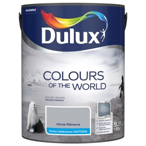 Wiadro z farbą Dulux Colours of the World, odcień Morze Północne, farba lateksowa matowa.