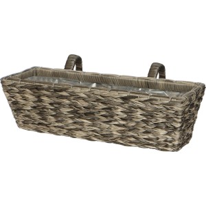 Pleciona skrzynka na kwiaty z uchwytem na balkon lub taras.