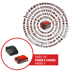 Einhell Akku-Starter-Kit Plus PXC 4 Ah z ładowarką i rodziną urządzeń Power X-Change.
