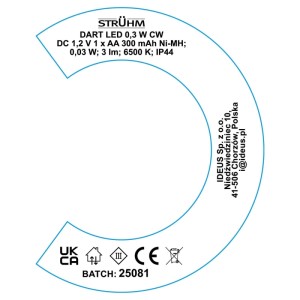 Struhm Lampa solarna wbijana w grunt DART LED 0,03W 6500K 3lm IP44 czarna
