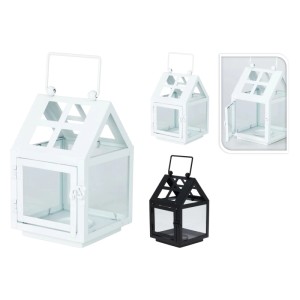 Lampion metalowy biały/czarny mix - 12,2x25 cm