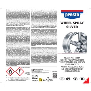 Presto Lackspray Felgensilber 500 ml do felg stalowych i aluminiowych.