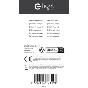 Opakowanie ładowarki USB-A do telefonów komórkowych t.b.t.