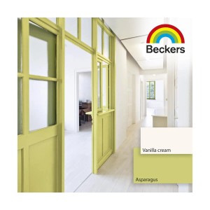Farby do ścian: Aranżacja wnętrza z Beckers "Vanilla Cream" i "Asparagus".