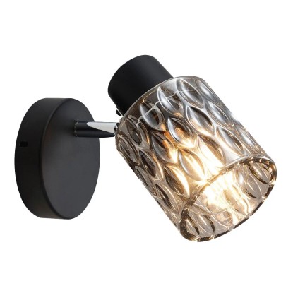 Candellux kinkiet BILL czarny 1xE27 40W klosz dymiony