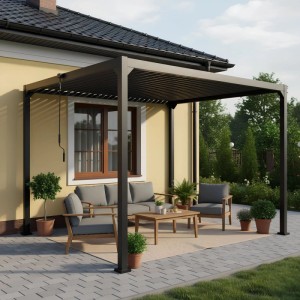 Pergola aluminiowa antracyt - 3 x 3 x 2,3 m