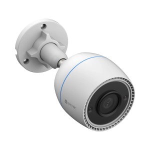 Biała kamera bezpieczeństwa zewnętrznego do montażu na ścianie.