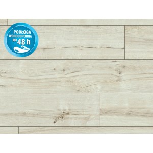 Jasne panele podłogowe t.b.t. z efektem drewna i powłoką wodoodporną.