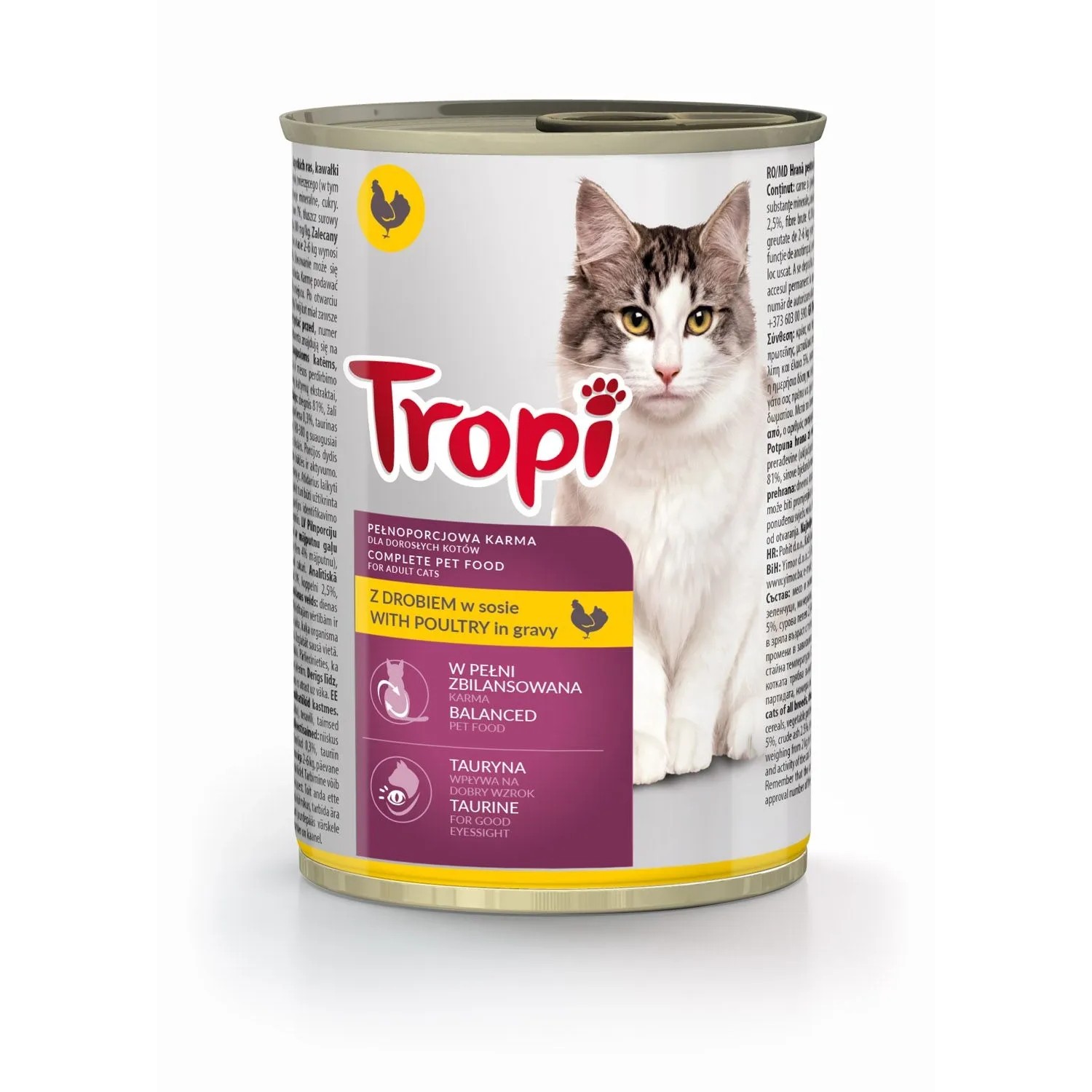 Tropi Mokra karma dla kotów, z drobiem 415 g