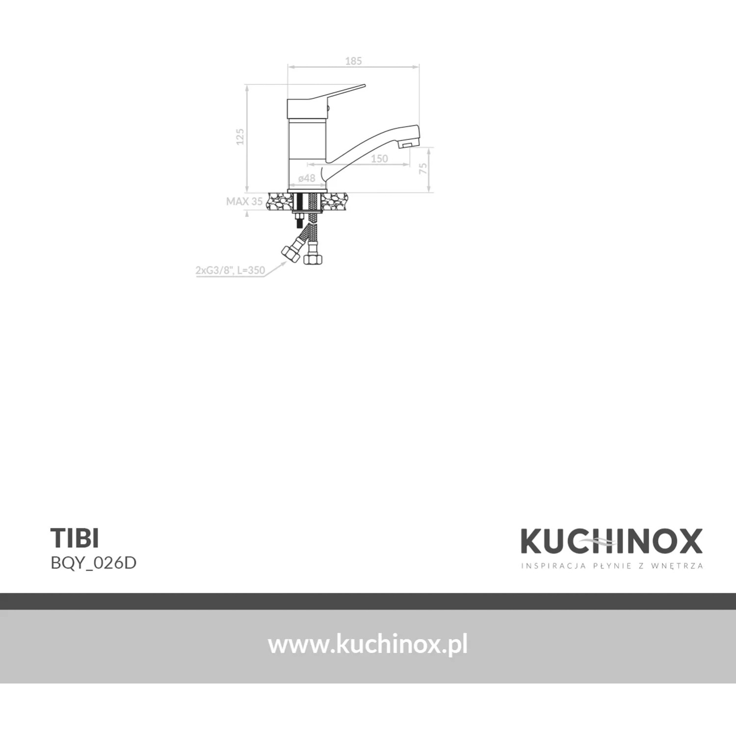Kuchinox Bateria umywalkowa stojąca z ruchomą wylewką Tibi chrom_2
