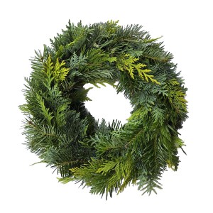 Wieniec z roślin zimozielonych, idealny jako element dekoracyjny do wnętrz.