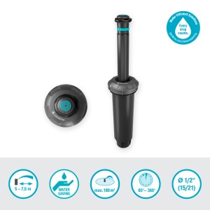 Zraszacz wynurzalny Gardena MD180 do trawników do 180 m² w szczegółach.