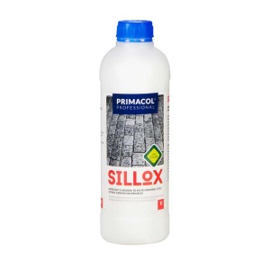 PRIMACOL SILLOX impregnat do kamienia i płytek, biała butelka z niebieską zakrętką.