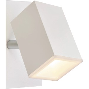 Biały kinkiet t.b.t. z kwadratowym kloszem.