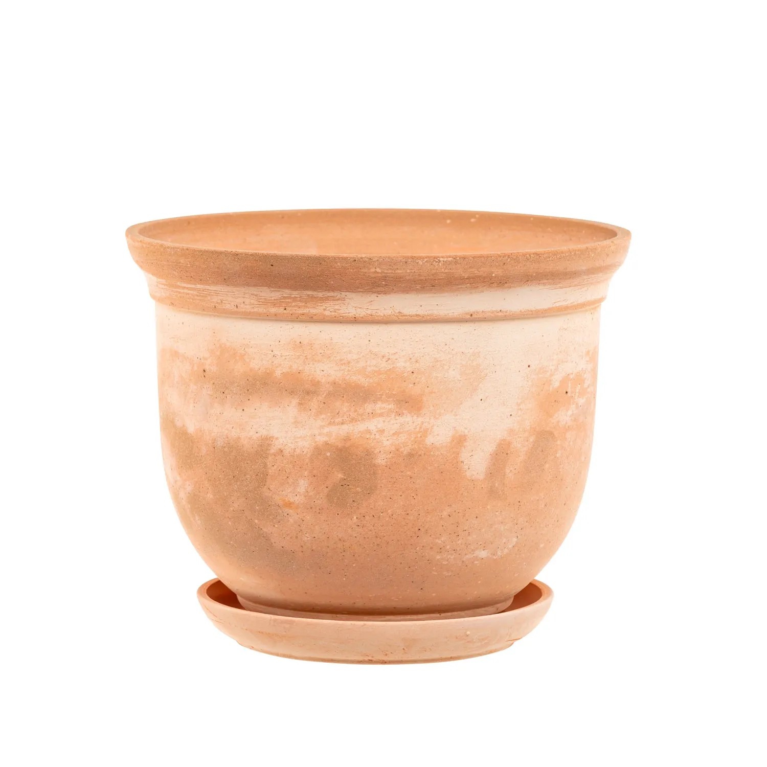 Donica z podstawką Grecka terrakota z bielą - 16 cm