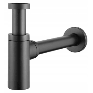 Czarny syfon do umywalki, syfon rurowy do zlewu