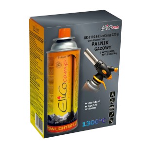 Palnik gazowy ElicoCamp RK-3110 z kartuszem, idealny do ogrodu, kuchni i domu.