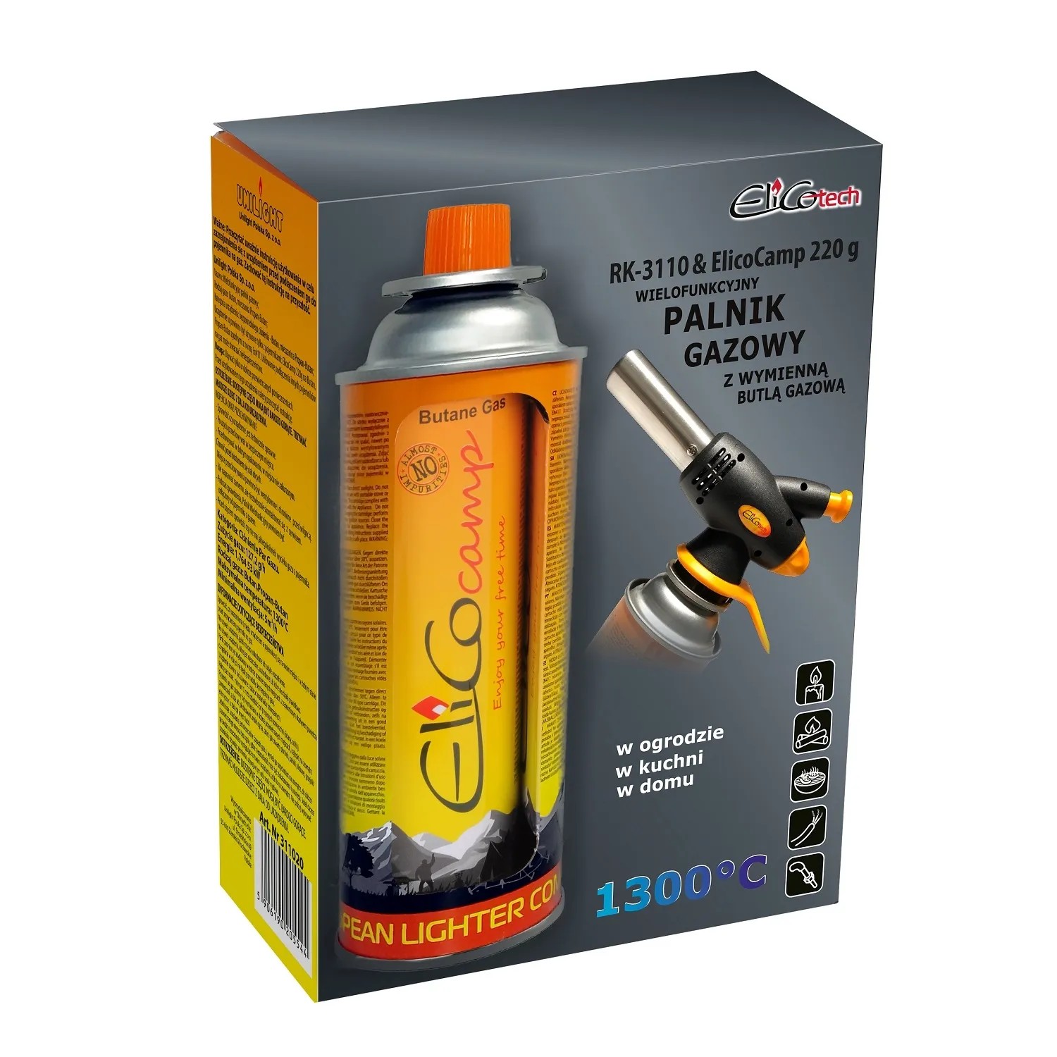 ElicoTech Palnik gazowy RK-3110+Gaz 220g