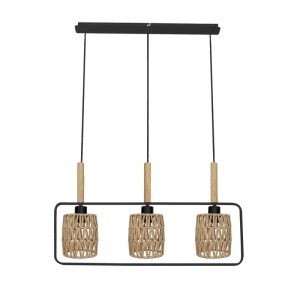 Candellux Lampa wisząca CROWN czarna 3xE27 40W abażur beżowy
