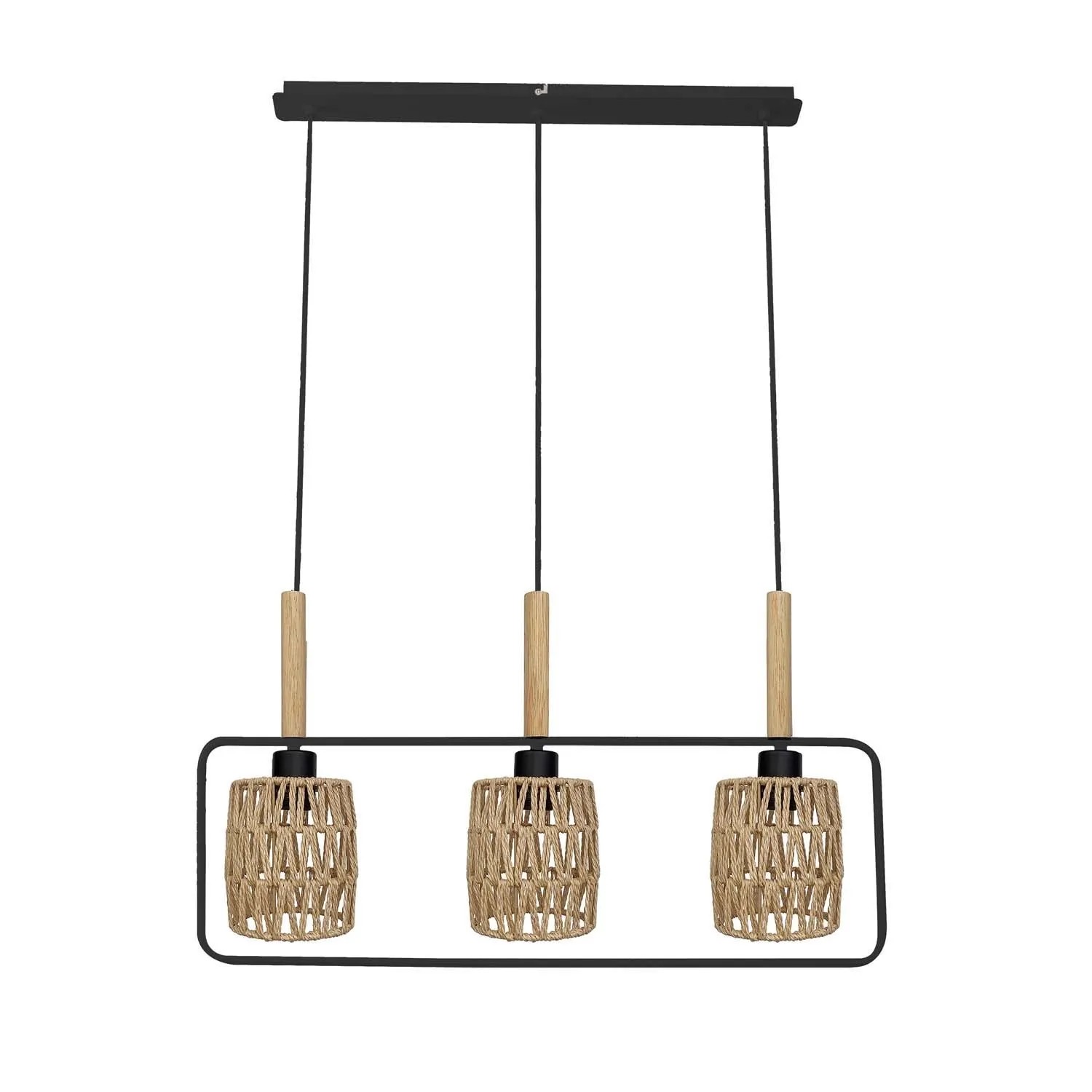 Candellux Lampa wisząca CROWN czarna 3xE27 40W abażur beżowy