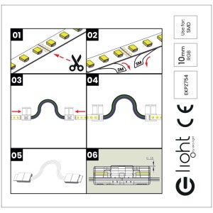 Instrukcja: Skracanie, łączenie pasków LED. Pasek LED RGB, 10mm, SMD. Przewodnik krok po kroku.